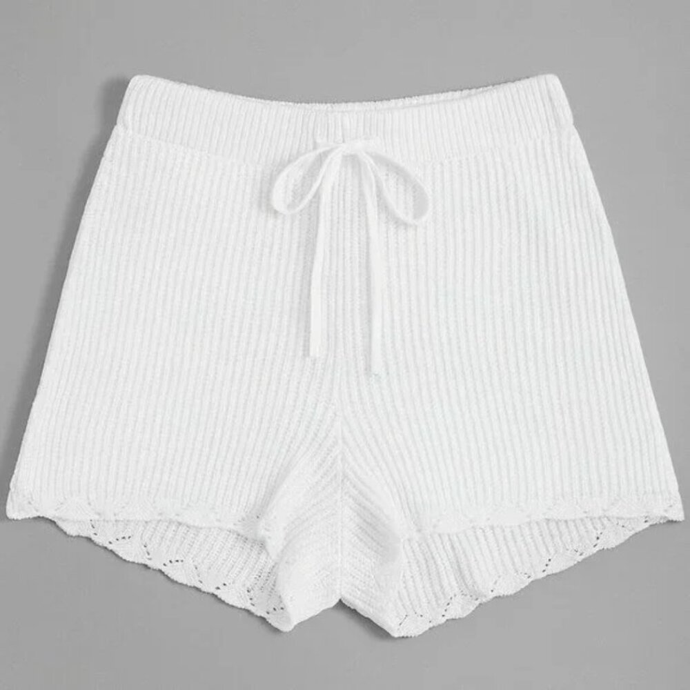 Wild Fable Women's White Knit High-Rise Sweater Shorts NWT BEACH